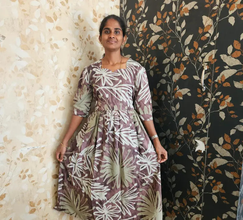MF00015- Italic Crepe floral - Maxi Frock