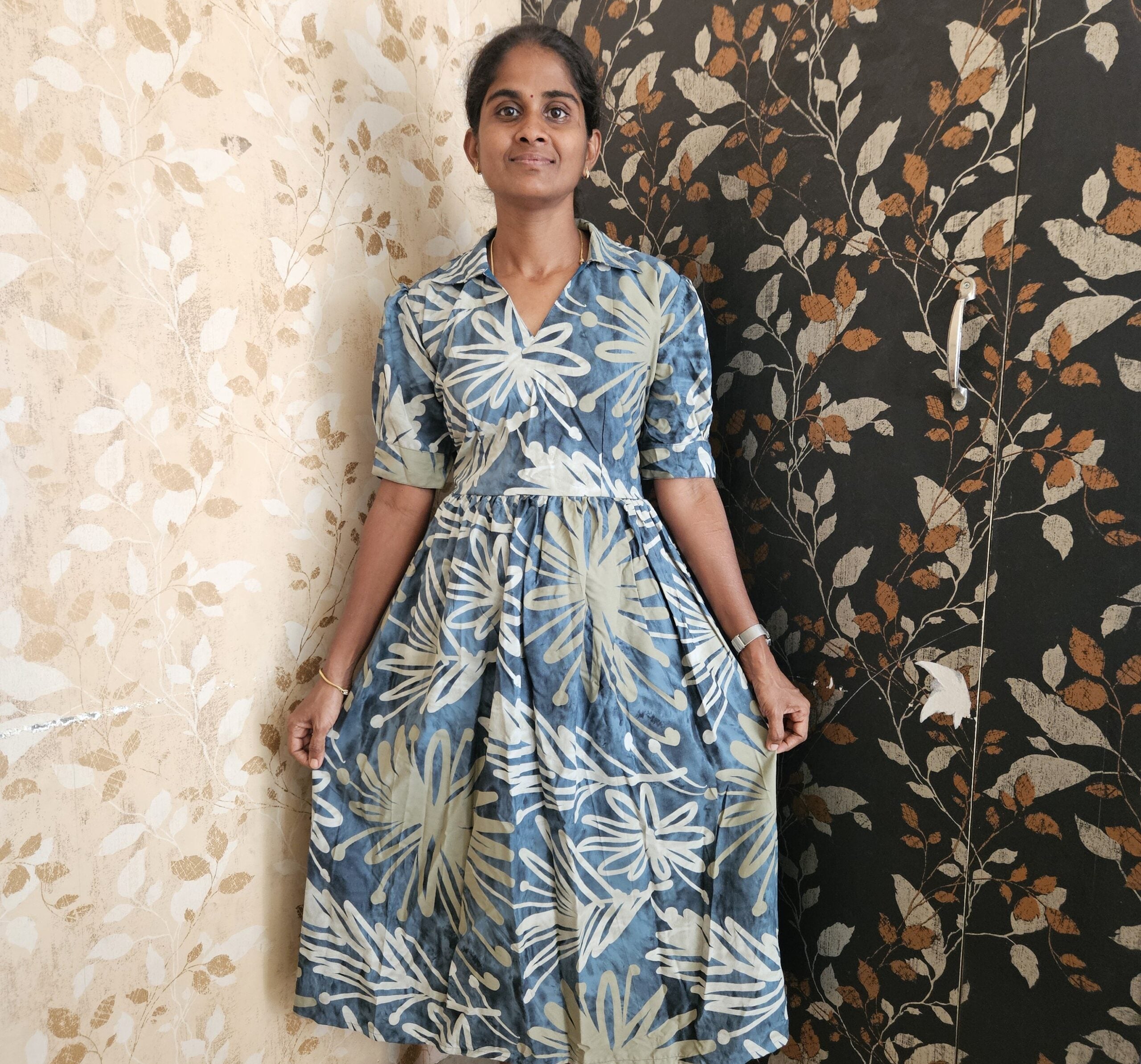 MF00014- Italic Crepe floral - Maxi Frock