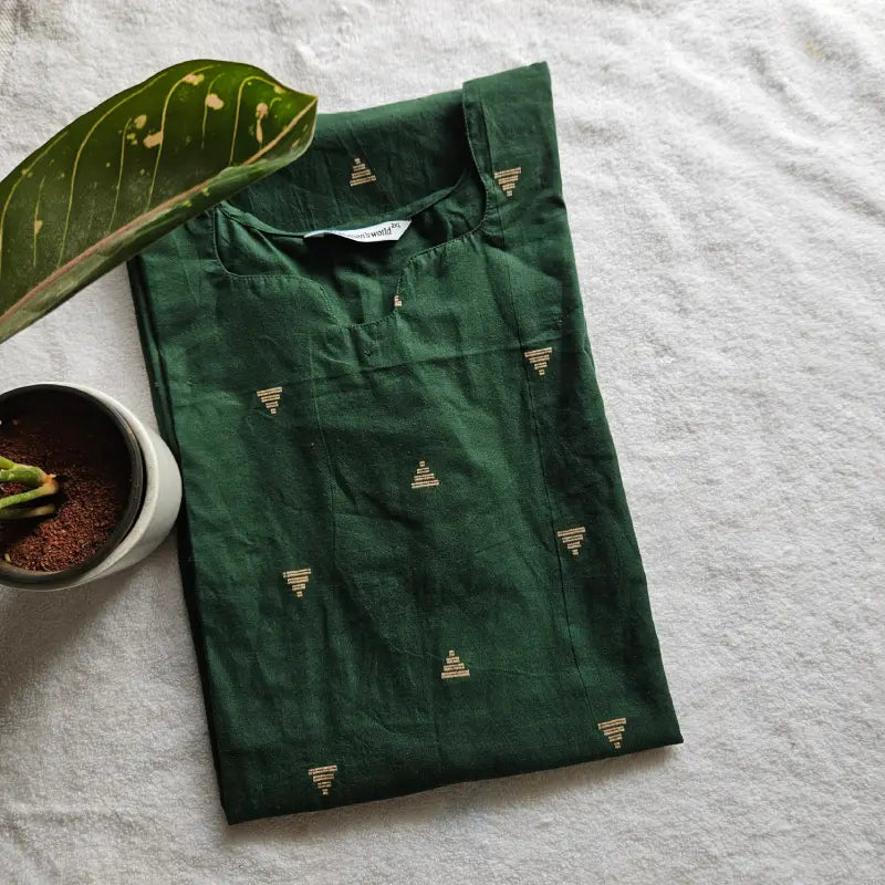 K0009-Kurti (Handloom cotton)Green