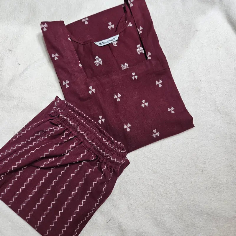 2-piece set – HC0043 (Merun) - Handloom Cotton