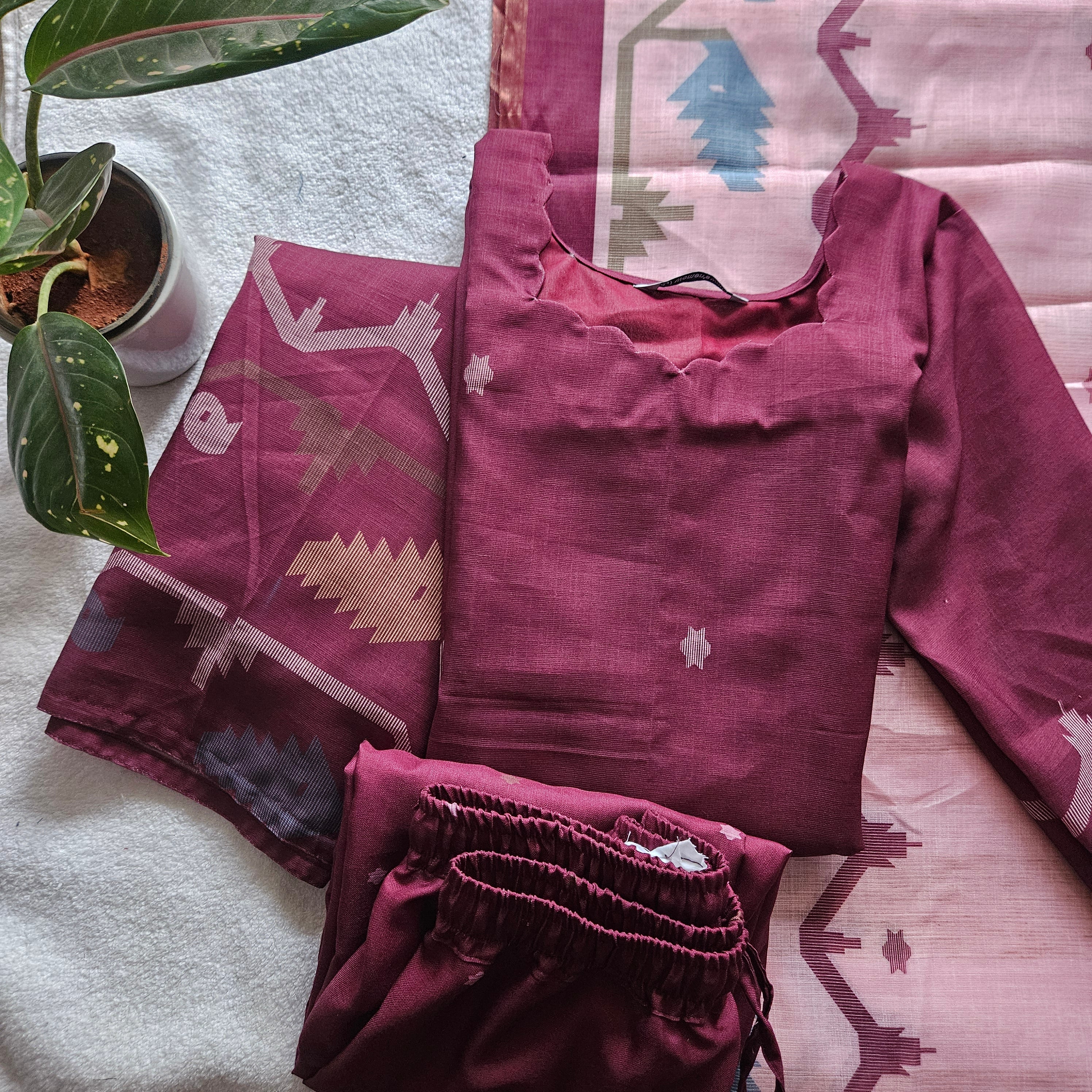 LNC0002-Linen cotton-Merun