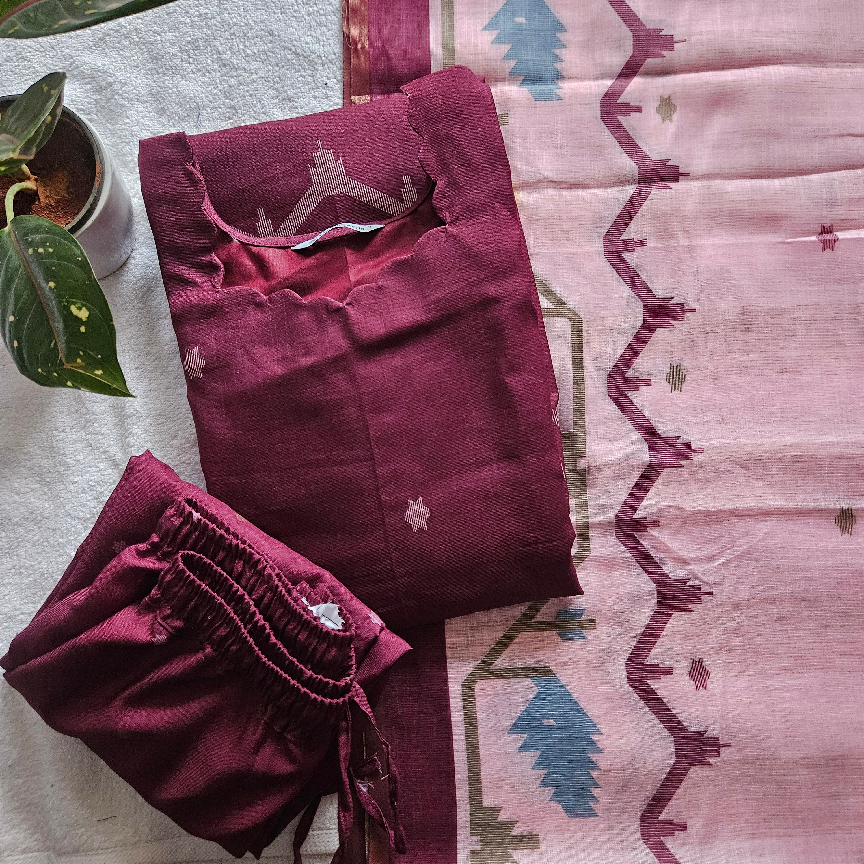 LNC0002-Linen cotton-Merun