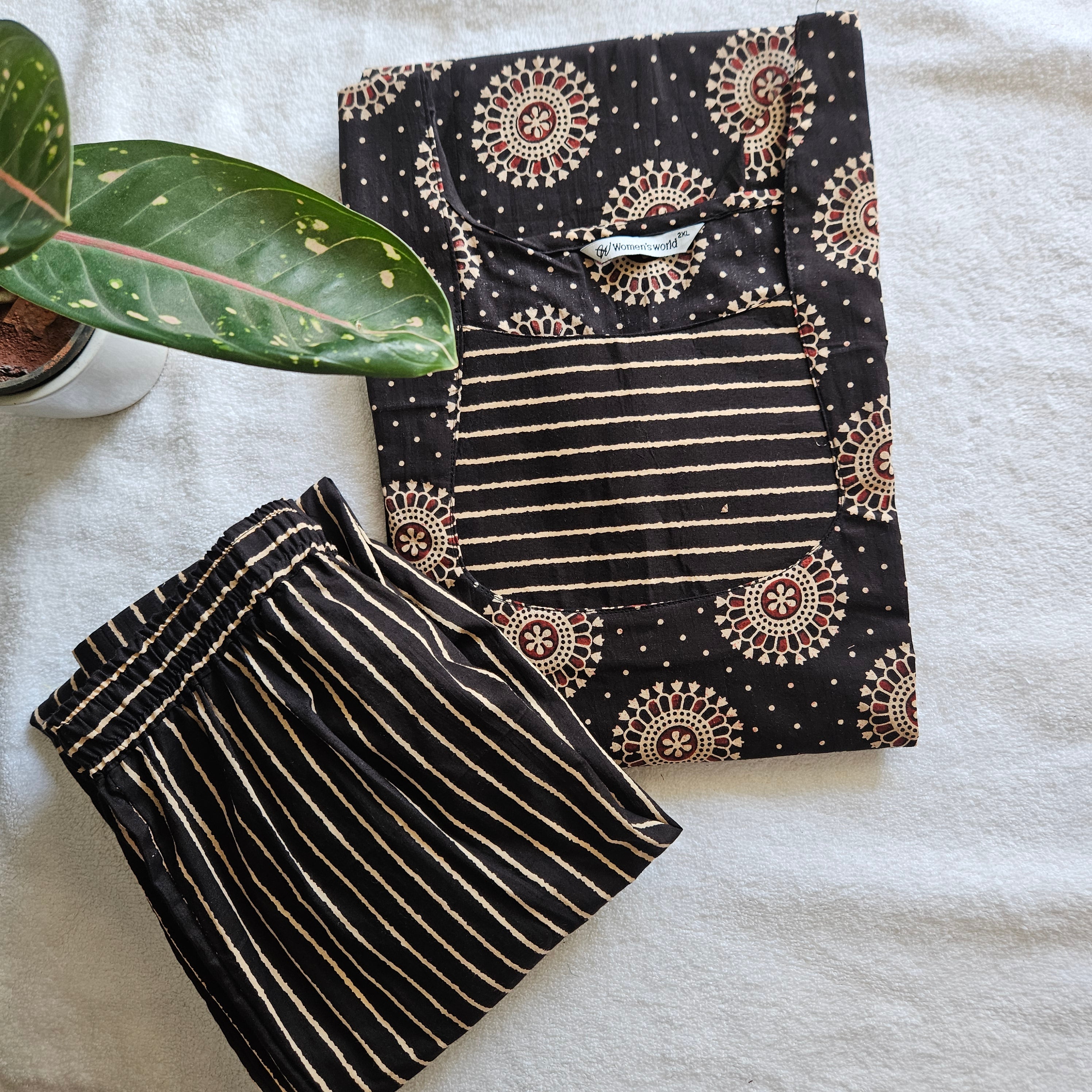 2-Piece Co-Ord set-JC0065-Jaipuri cotton (Black)