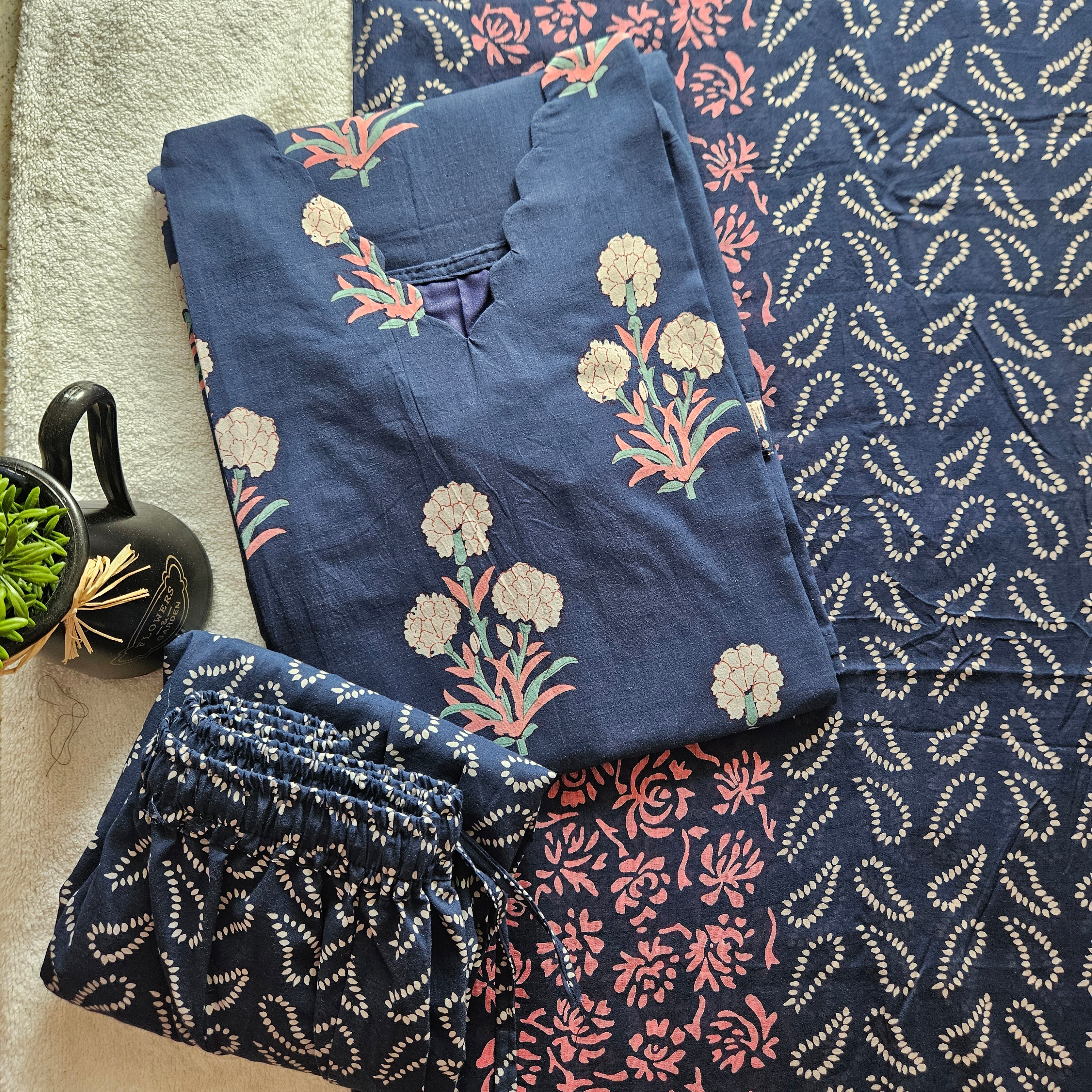 JC0109 - Jaipur Cotton - 3 Piece set - Dark Blue