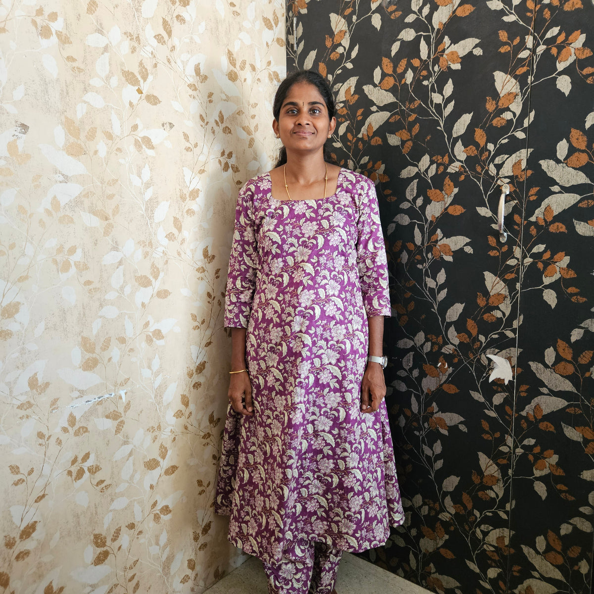 JC0193 - Jaipur Cotton Co-ord 2 Piece - Purple White