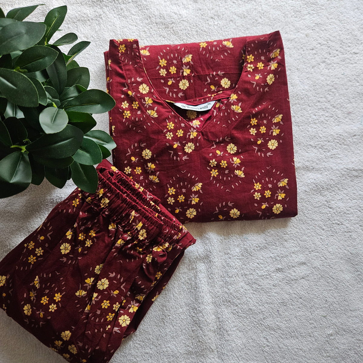 JC0195 - Jaipur Cotton Co-ord 2 Piece - Maroon