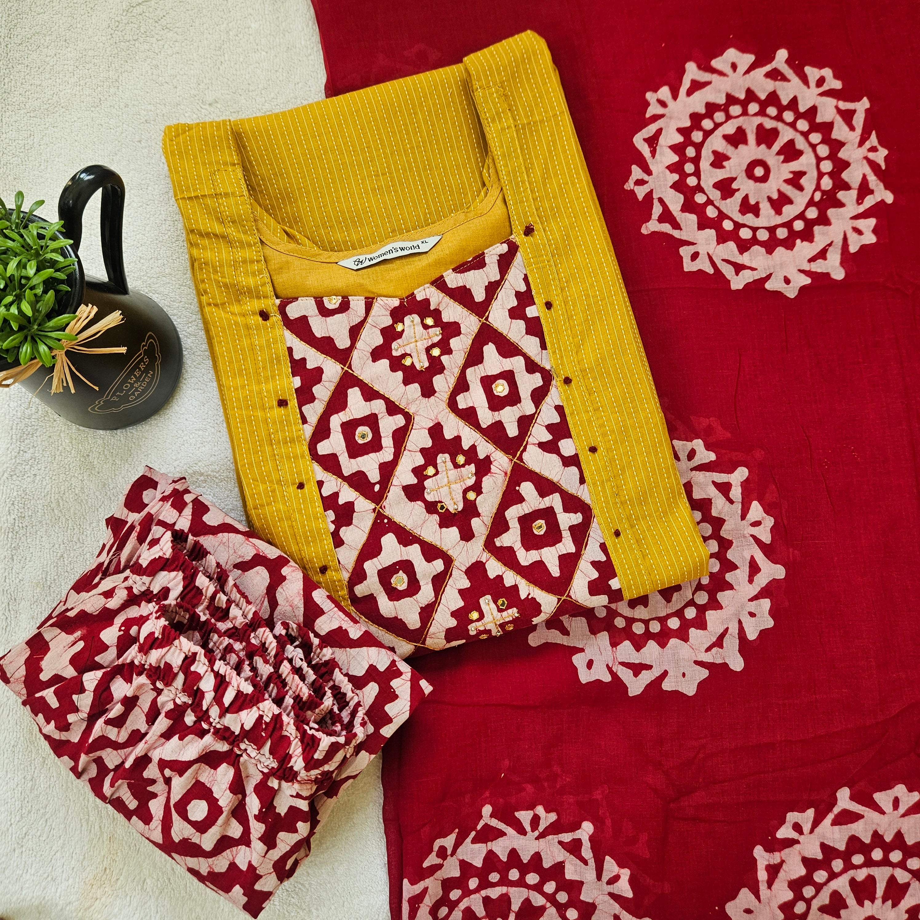 BAK0001 - kantha battik - Yellow