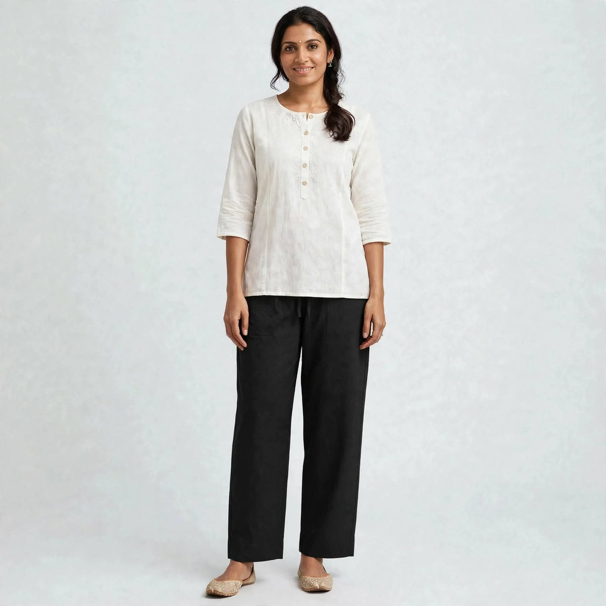 PT01-Straight cut pant -Black