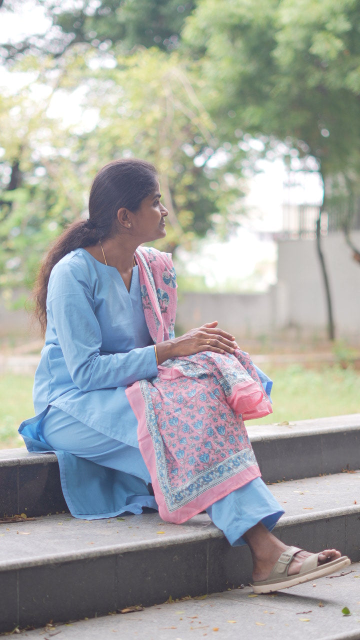 JC0112 - mulmul cotton coordset- 3 Piece set