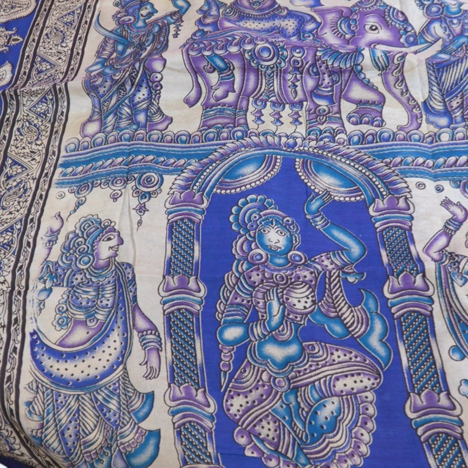 RS0026- Raw silk with Kalamkari Dupatta (Blue) -3- piece set with full Linning