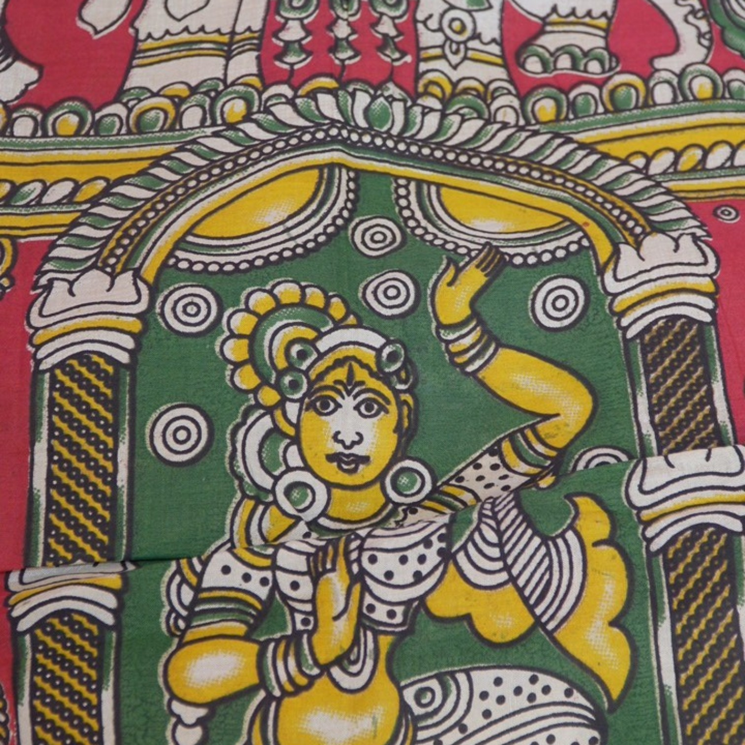 RS0023- Raw silk with Kalamkari Dupatta (Red) -3- piece set with full Linning
