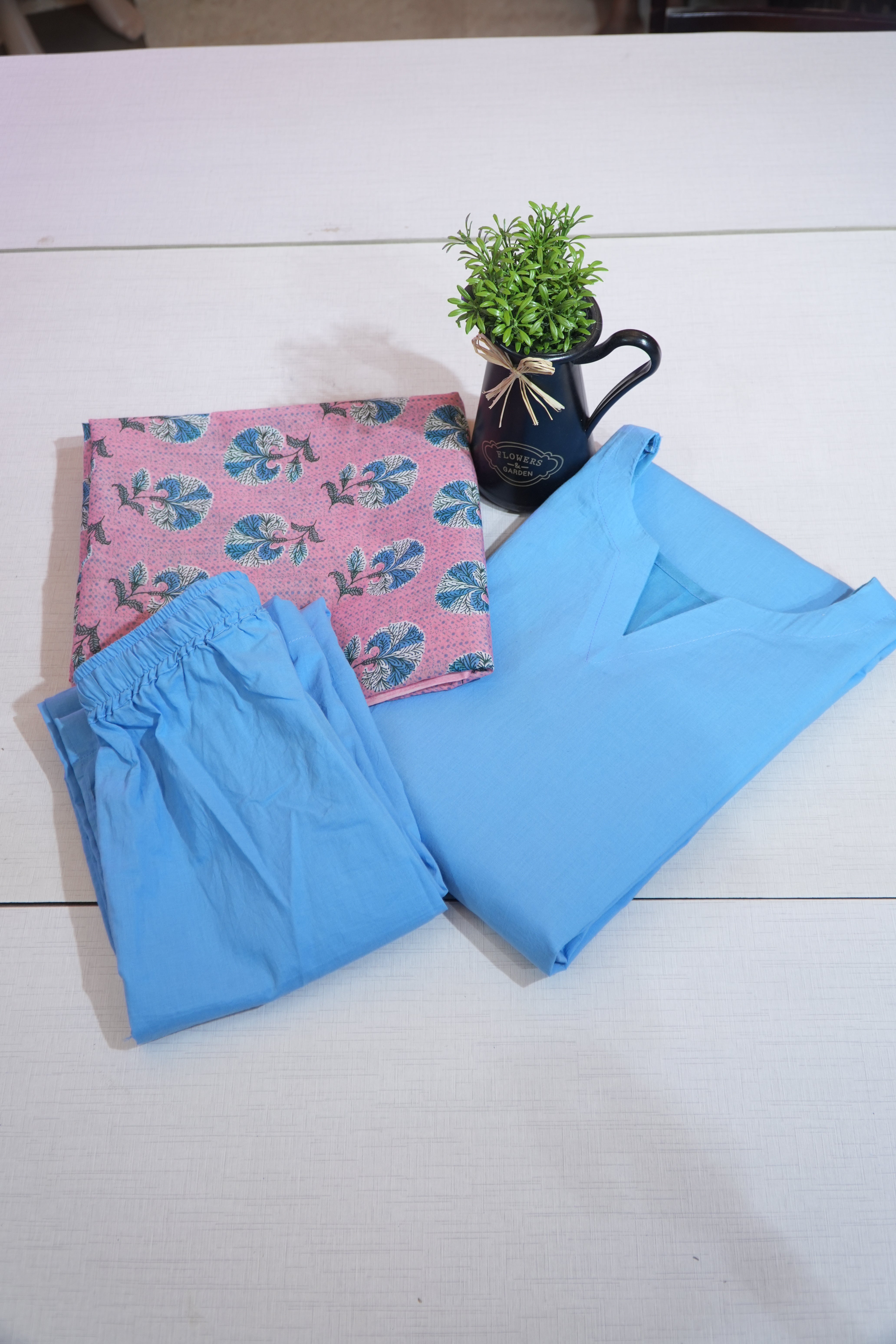 JC0112 - mulmul cotton coordset- 3 Piece set