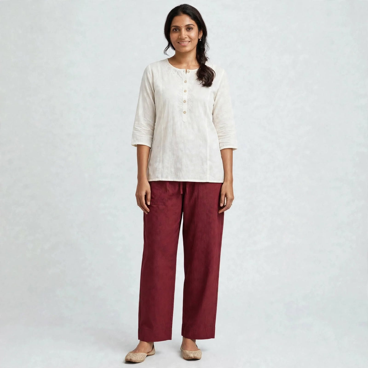 PT04-Straight cut pant -Maroon