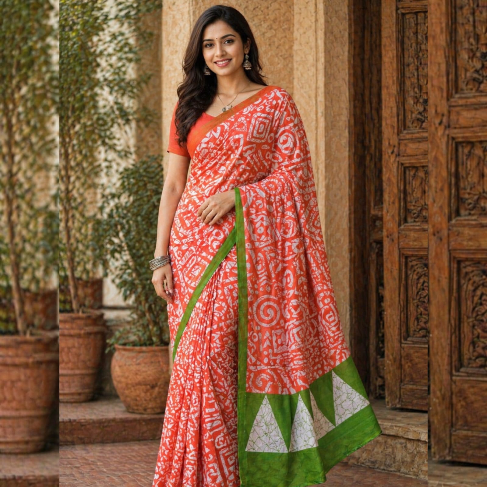Saree0007-Orange