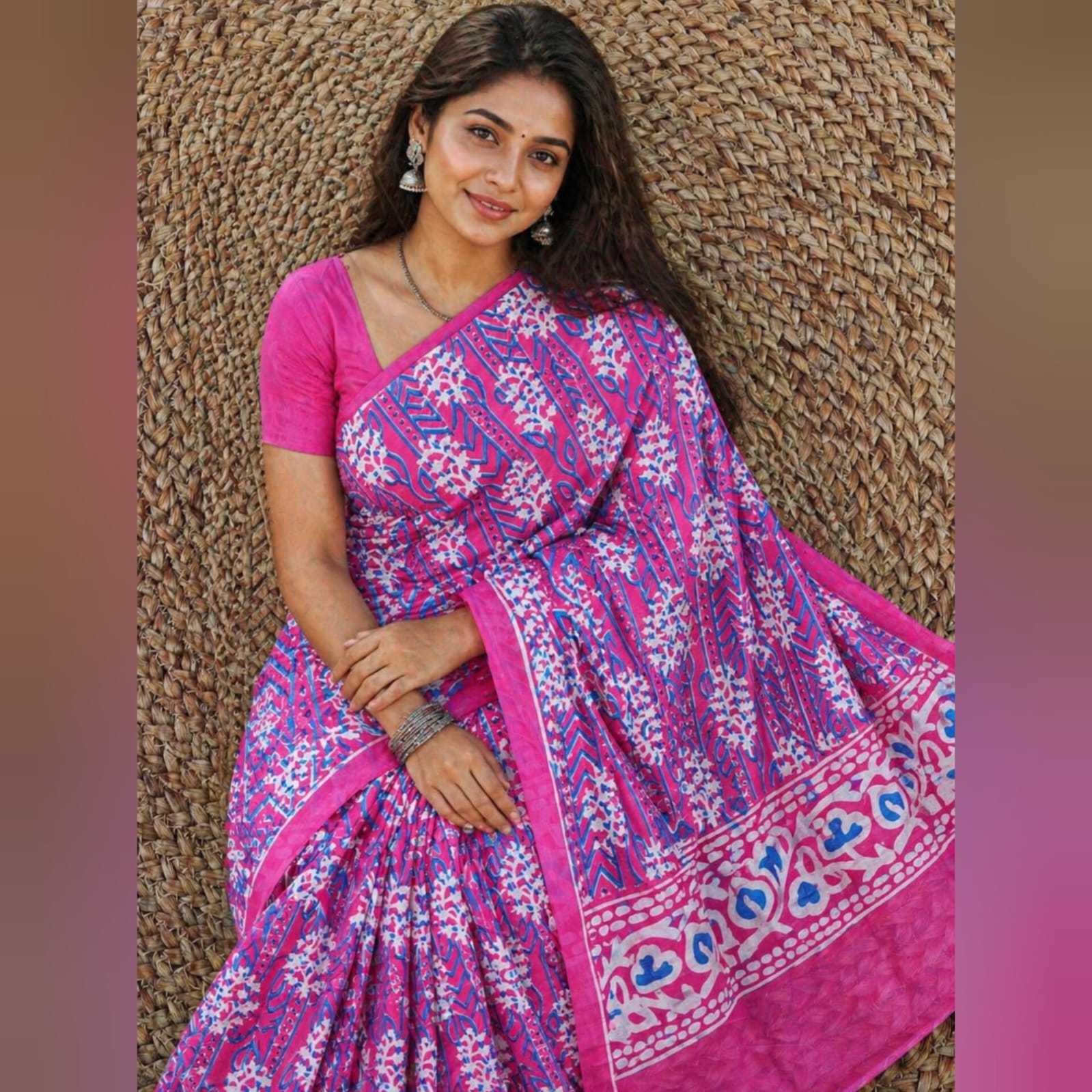 Saree0005-Magenta Pink