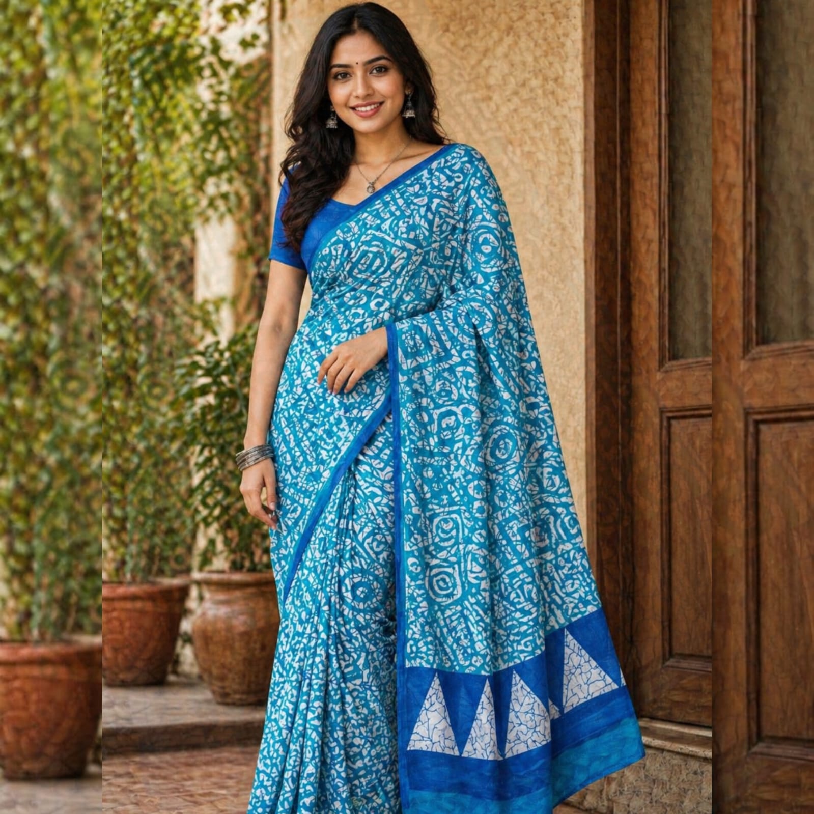 Saree0001-Skyblue