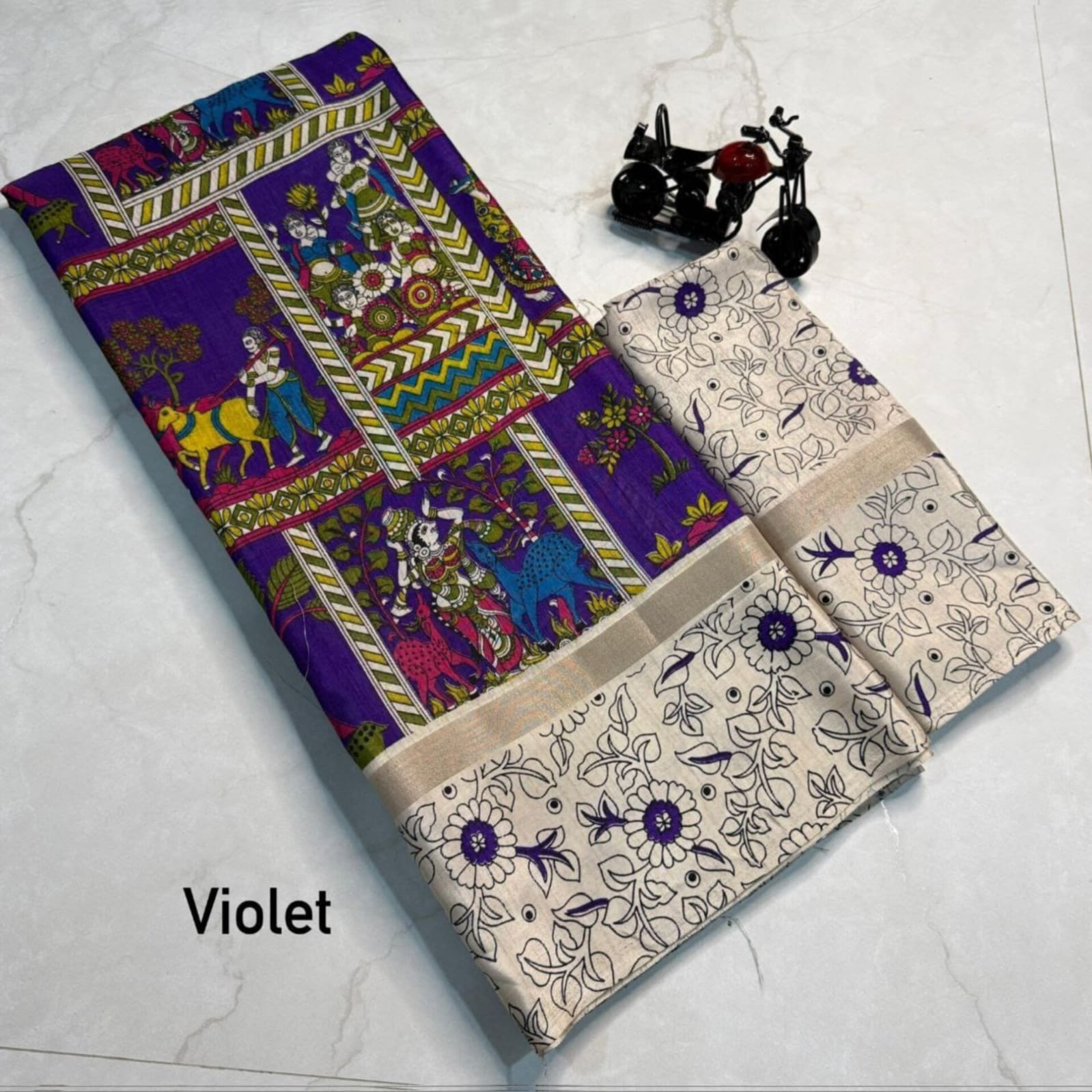 Saree0030-Kalamkari (Voilet)