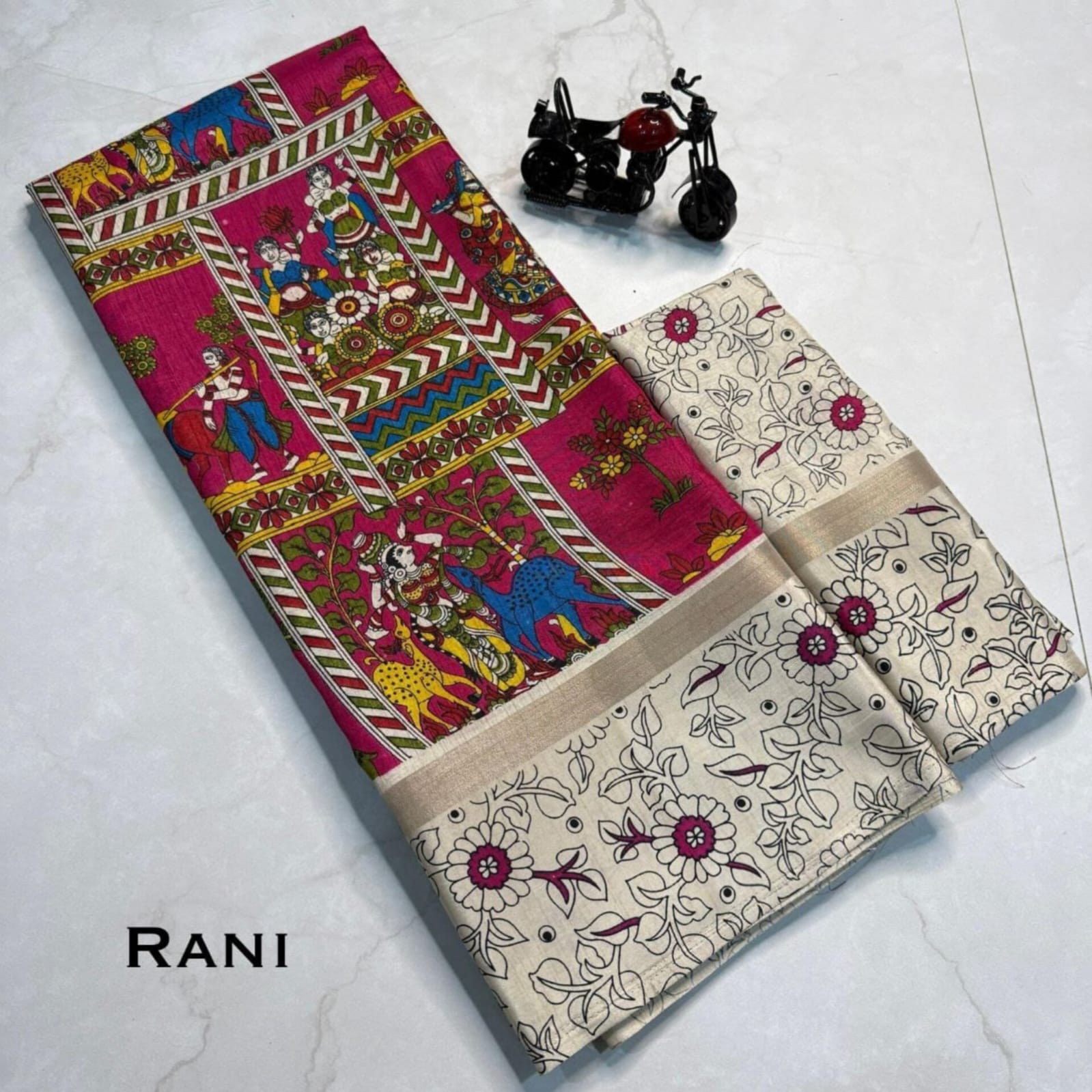 Saree0027-Kalamkari (Rani Pink)