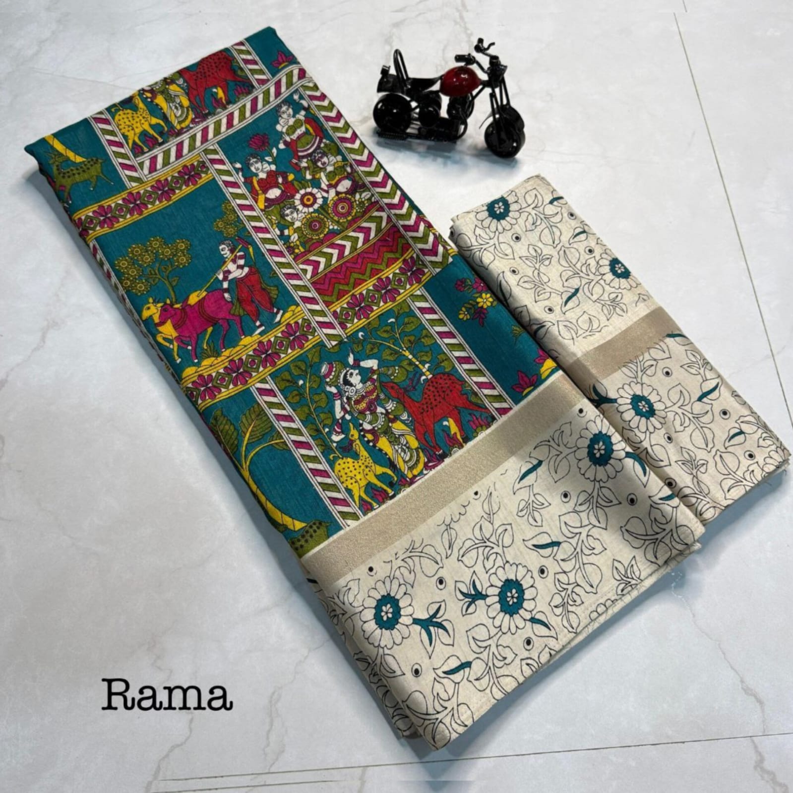 Saree0026-Kalamkari (Ramar Green)