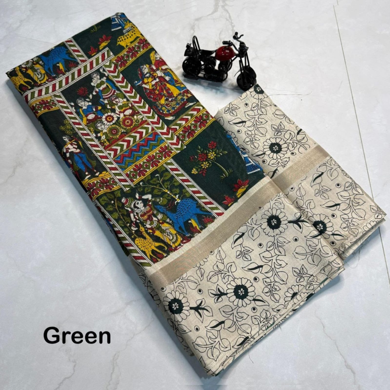 Saree0025-Kalamkari (Green)