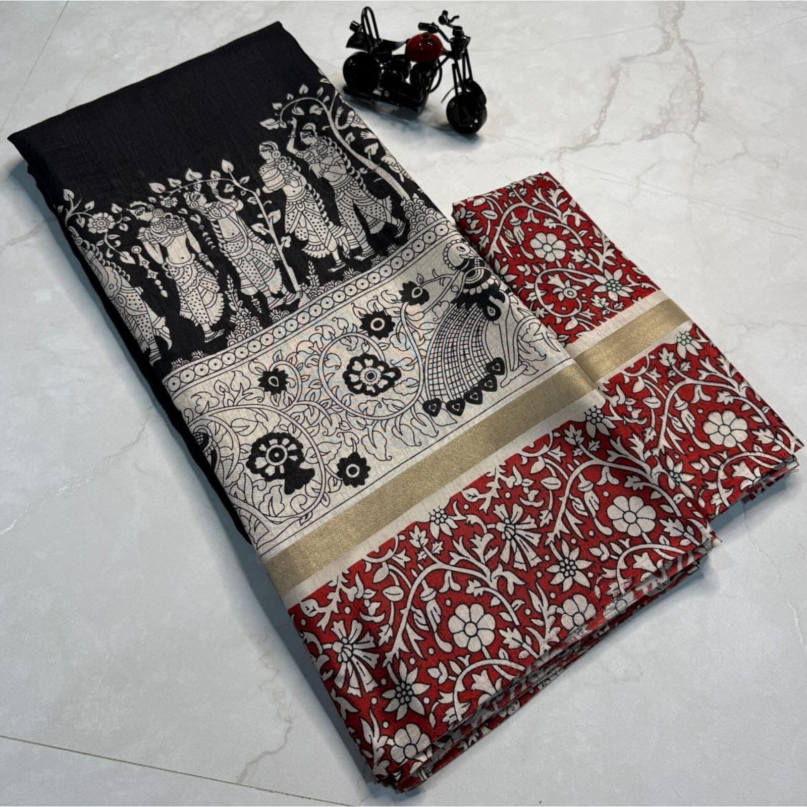 Saree0016-Kalamkari (Black)
