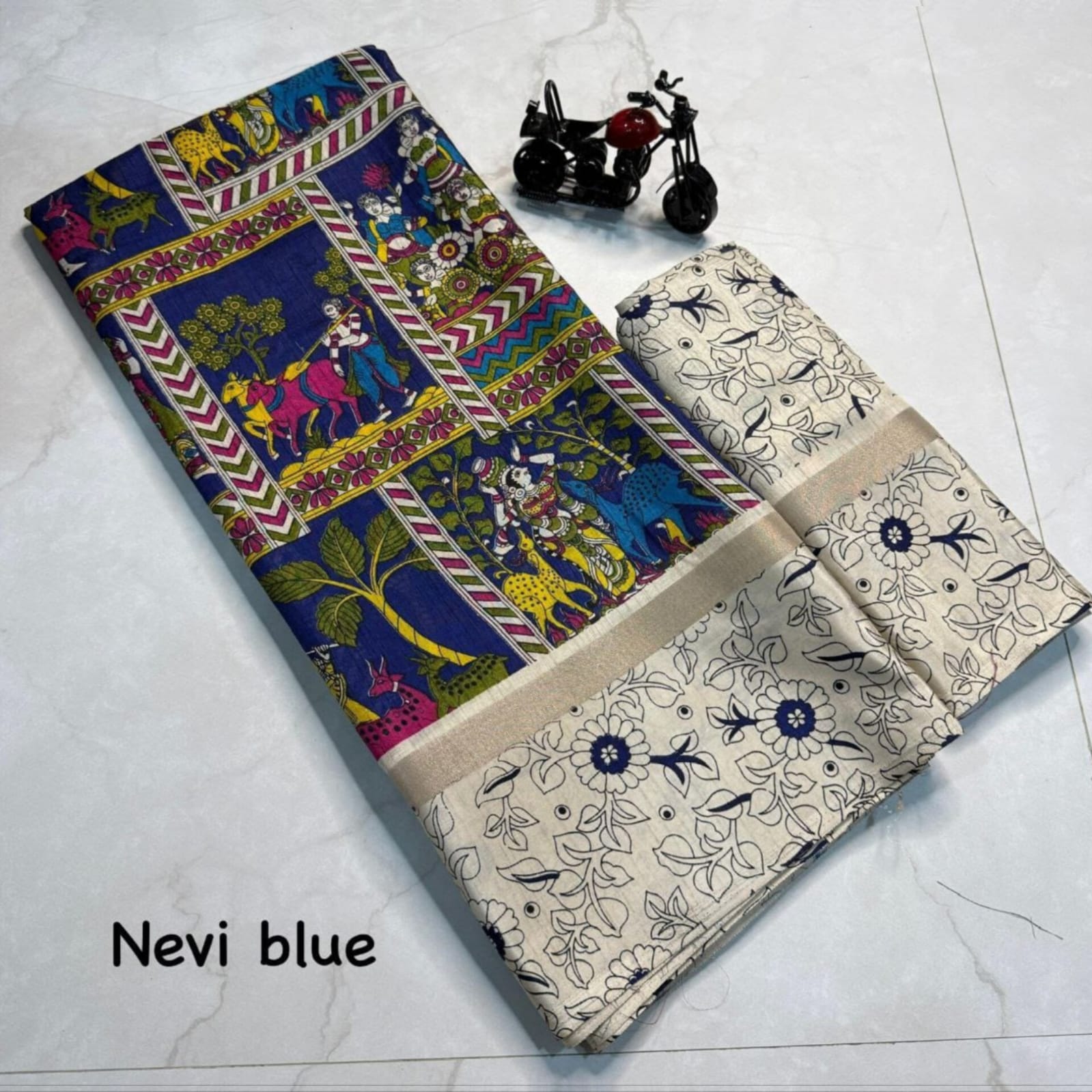 Saree0023-Kalamkari (Navy Blue)