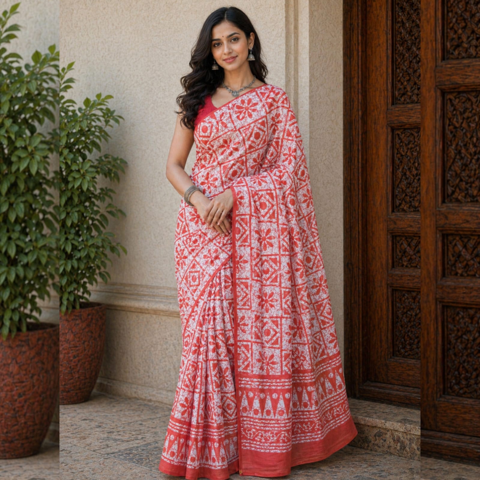 Saree0014-Peach