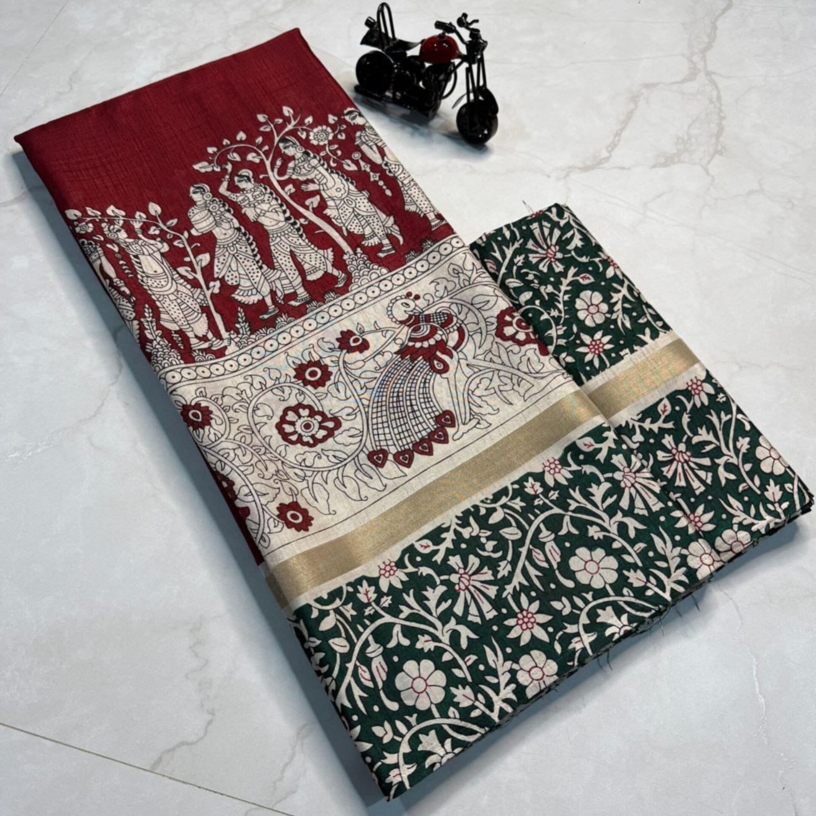 Saree0019-Kalamkari (Red)