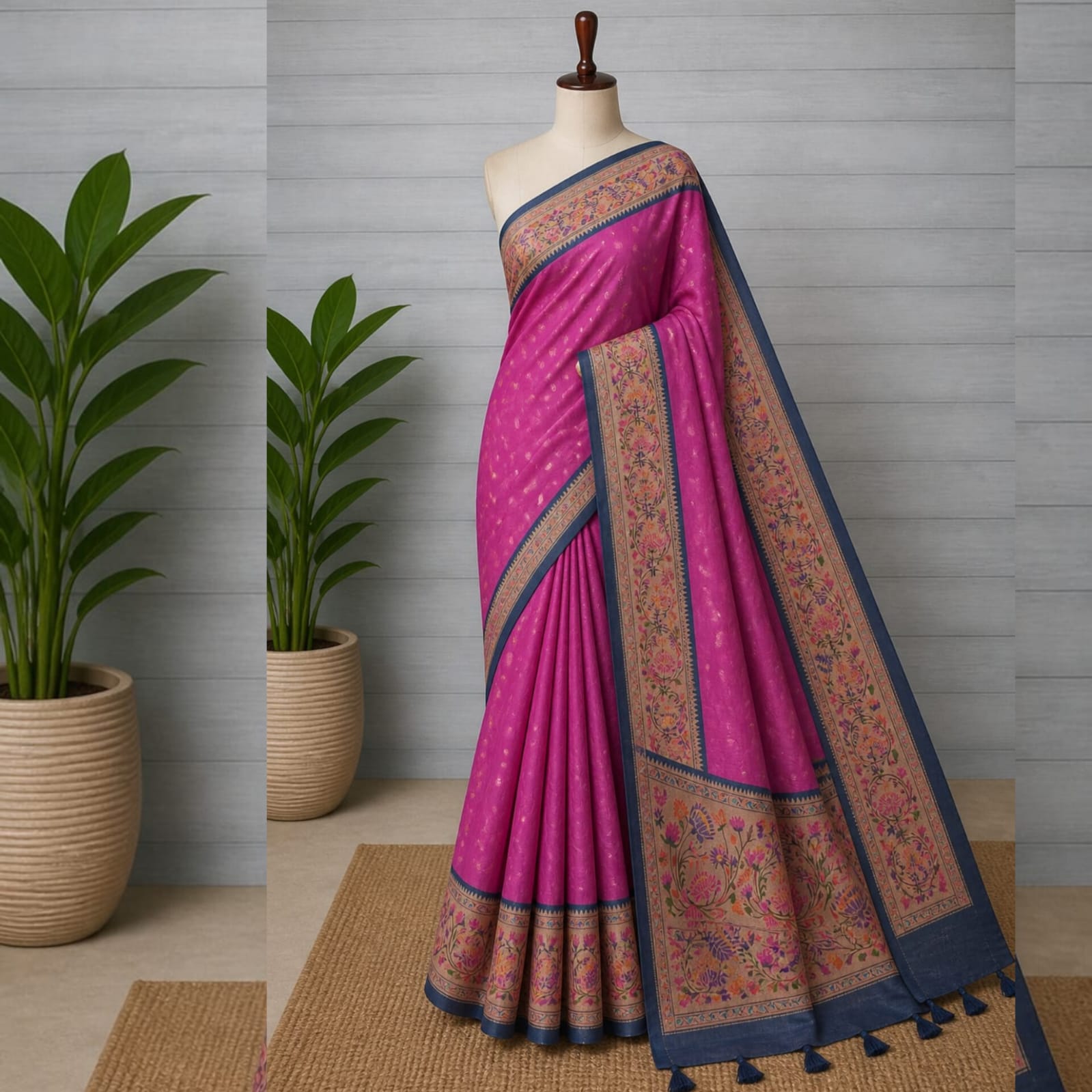 Saree0045 - Banarasi Organza saree (Pink)