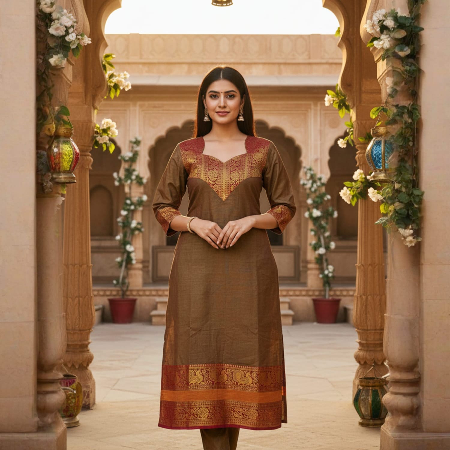 CTC005- Chettinad Cotton Top (Coffee Brown)