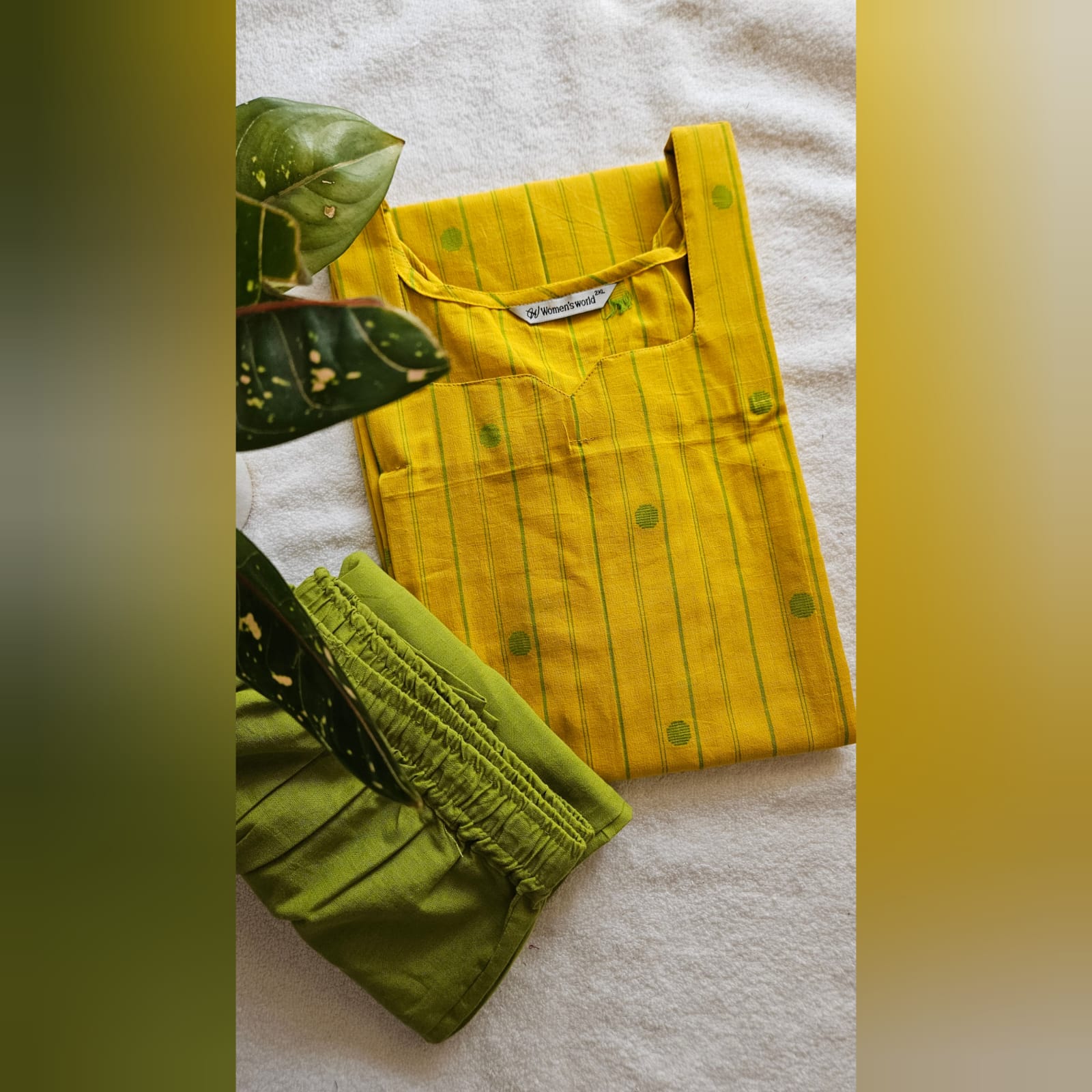 2-piece set – HC0044 (Lemon yellow) - Handloom Cotton