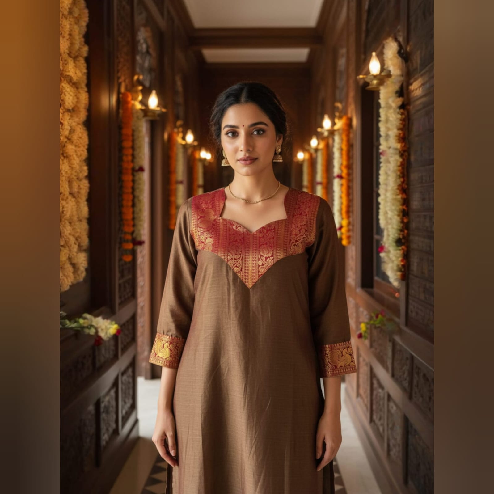 CTC005- Chettinad Cotton Top (Coffee Brown)