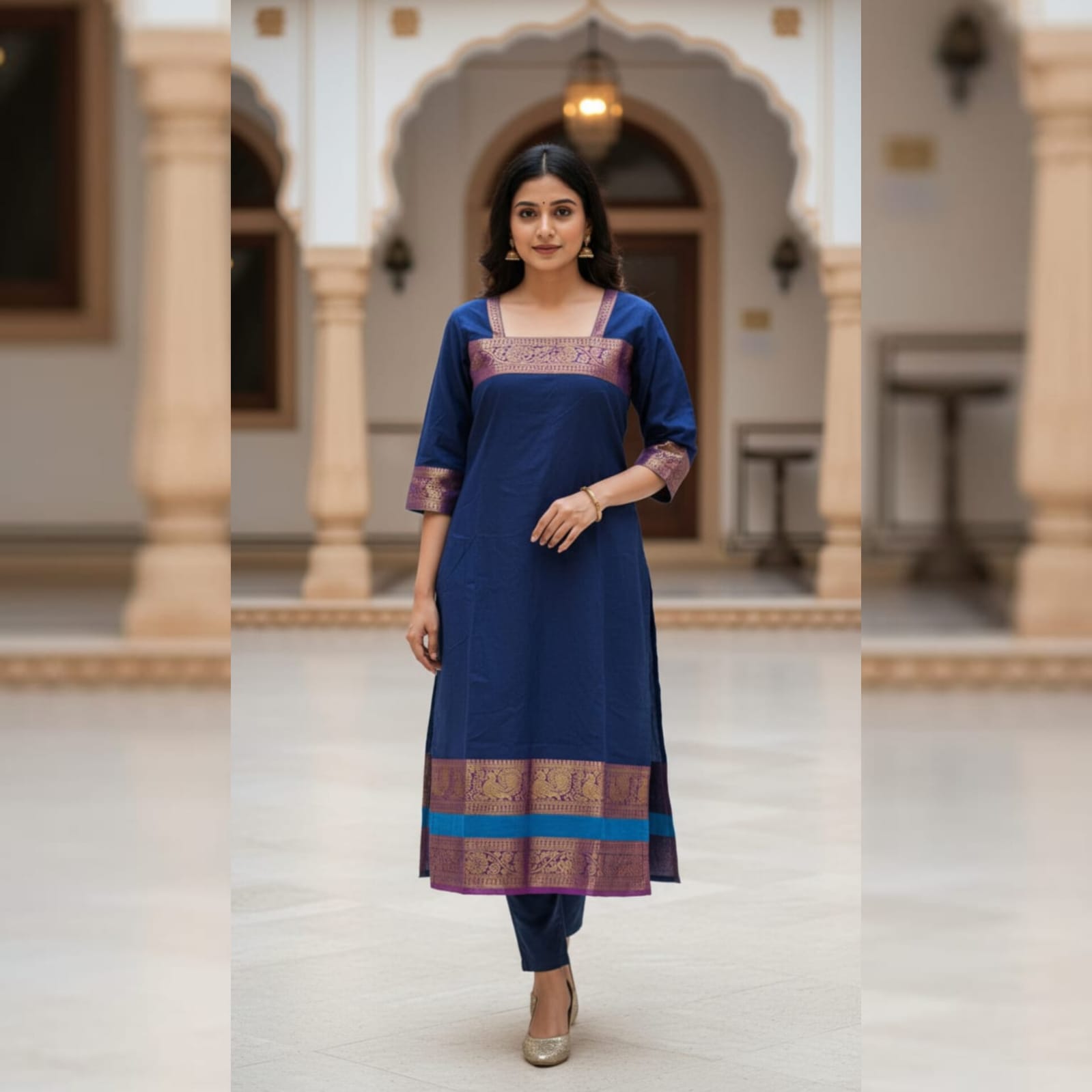 CTC004- Chettinad Cotton Top (Royal Blue)