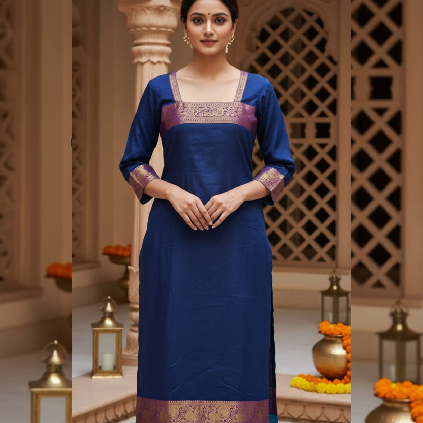 CTC004- Chettinad Cotton Top (Royal Blue)