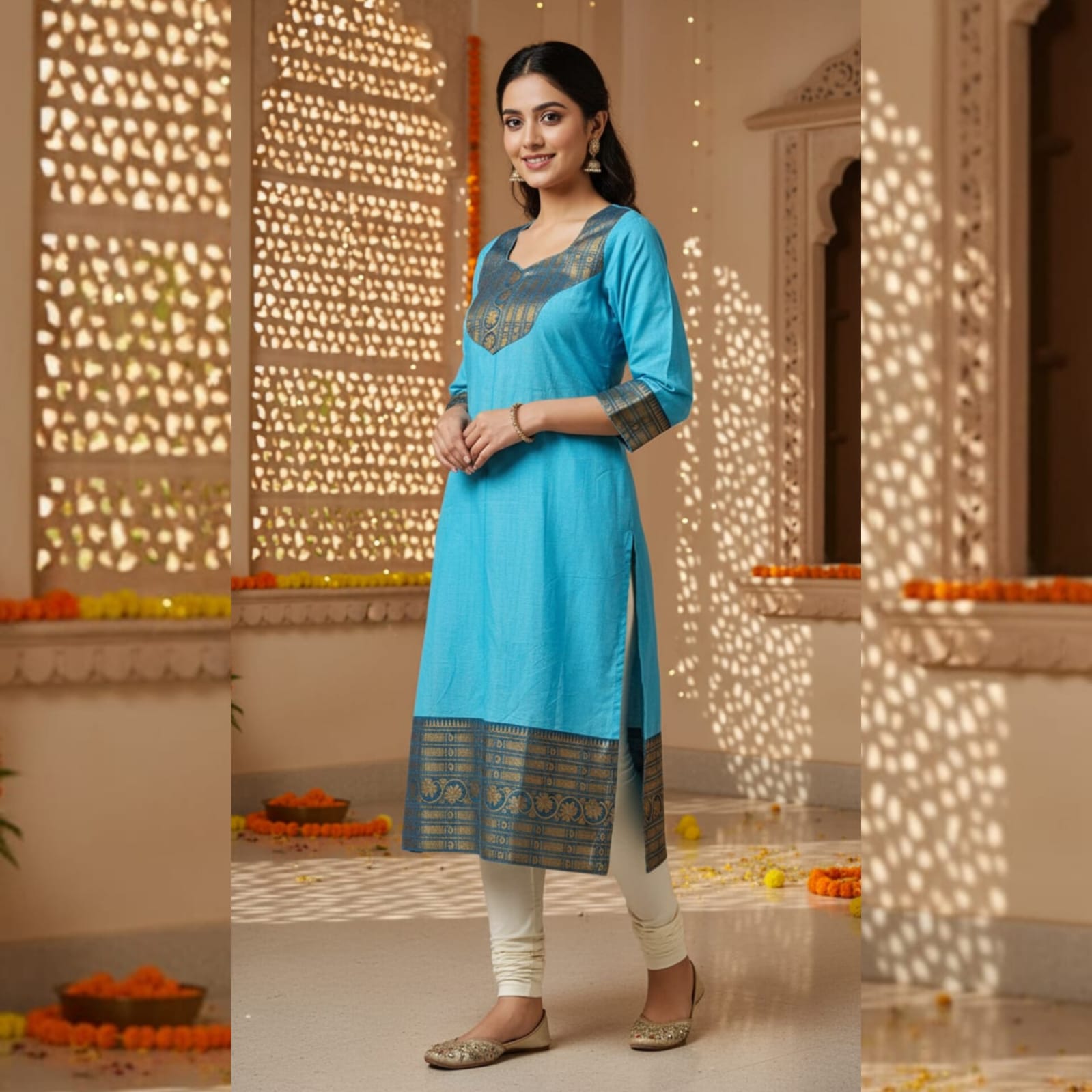 CTC006- Chettinad Cotton Top (Sky Blue)