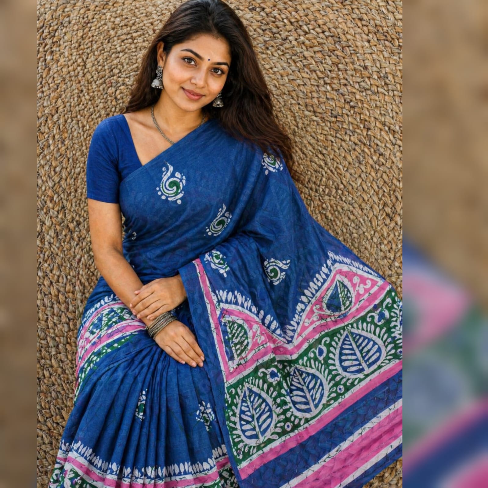Saree0003-Indigo blue