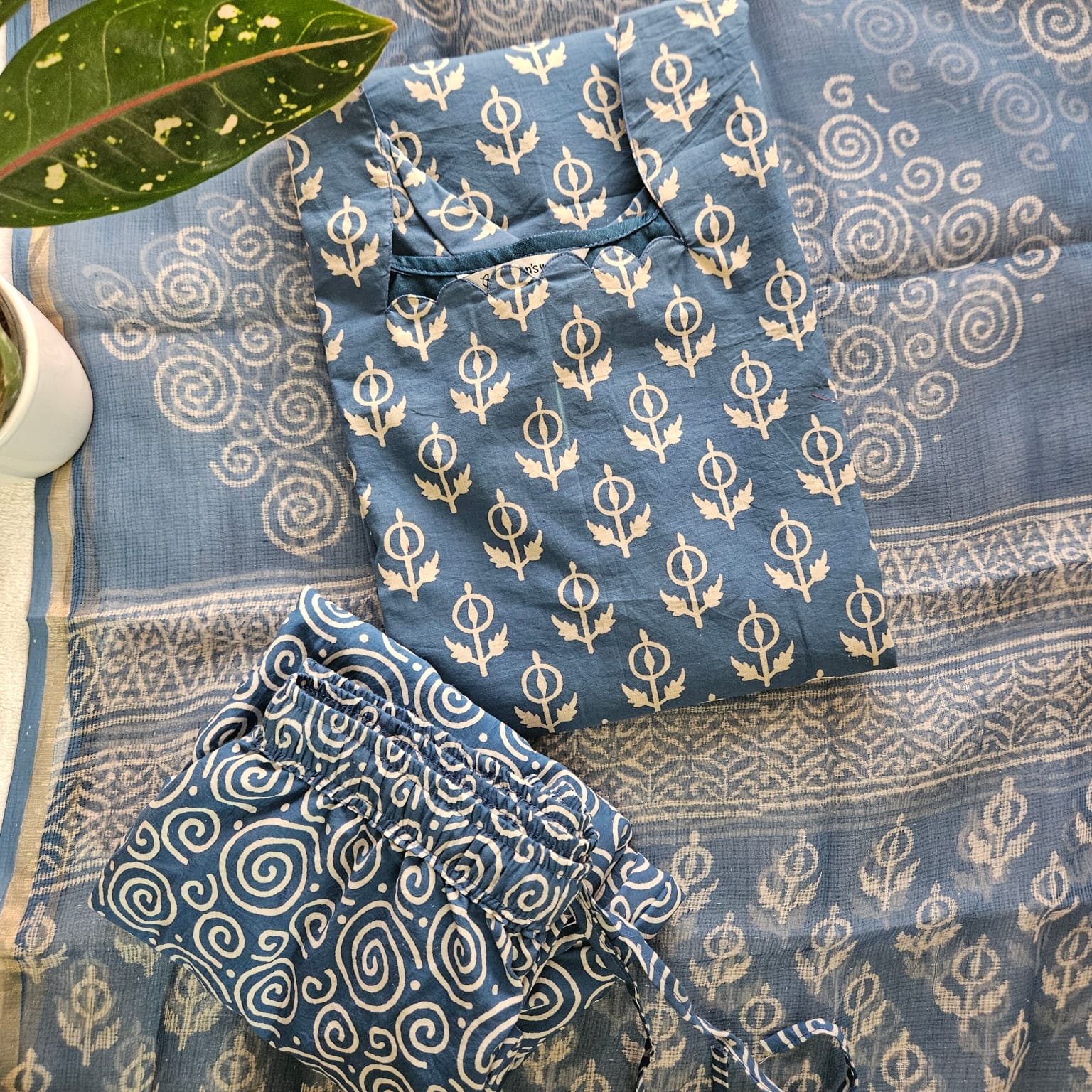 JC0057-Jaipuri cotton (Deep Indigo blue) – 3piece set