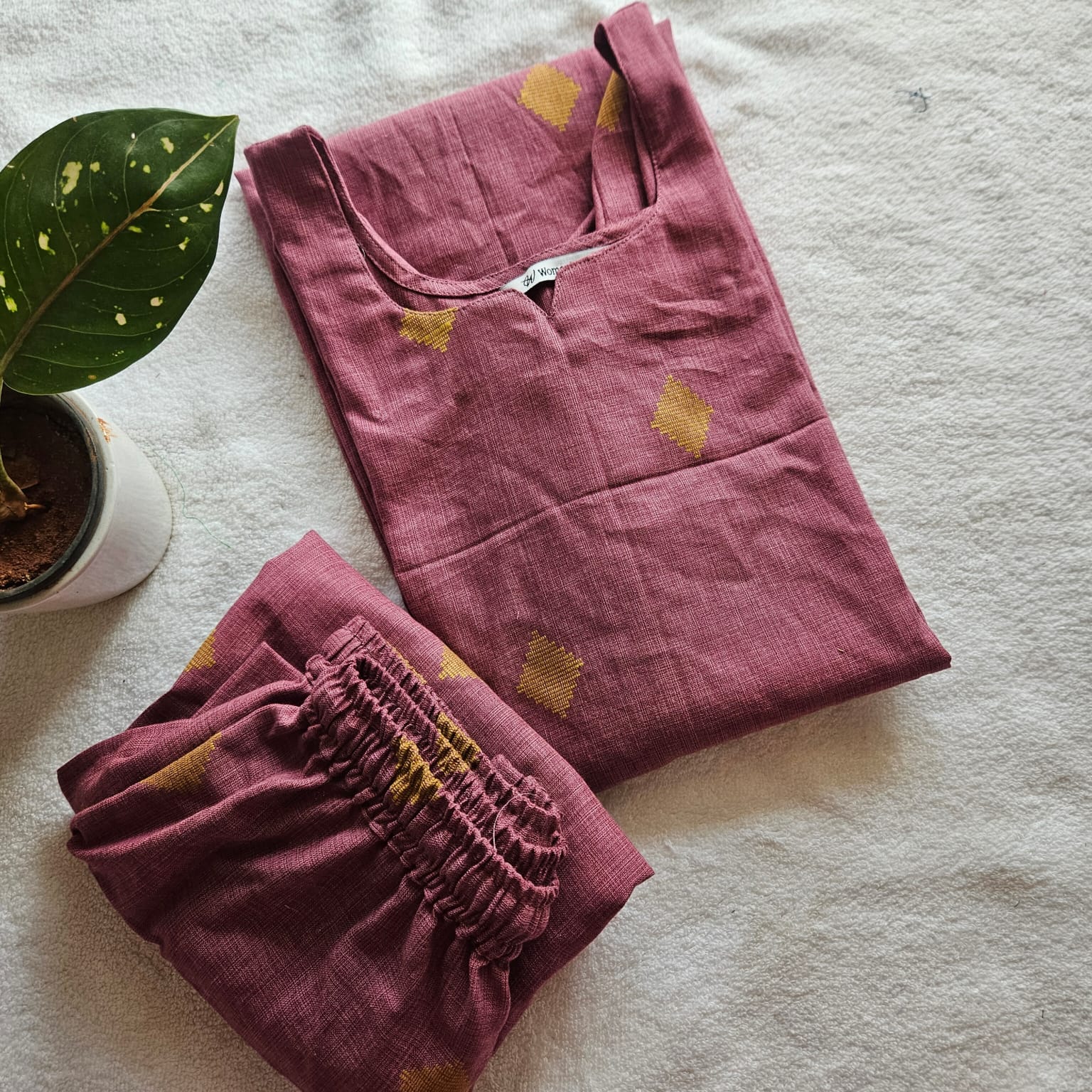 2-Piece set - KDC0002-Kadhi Cotton-Onion Pink