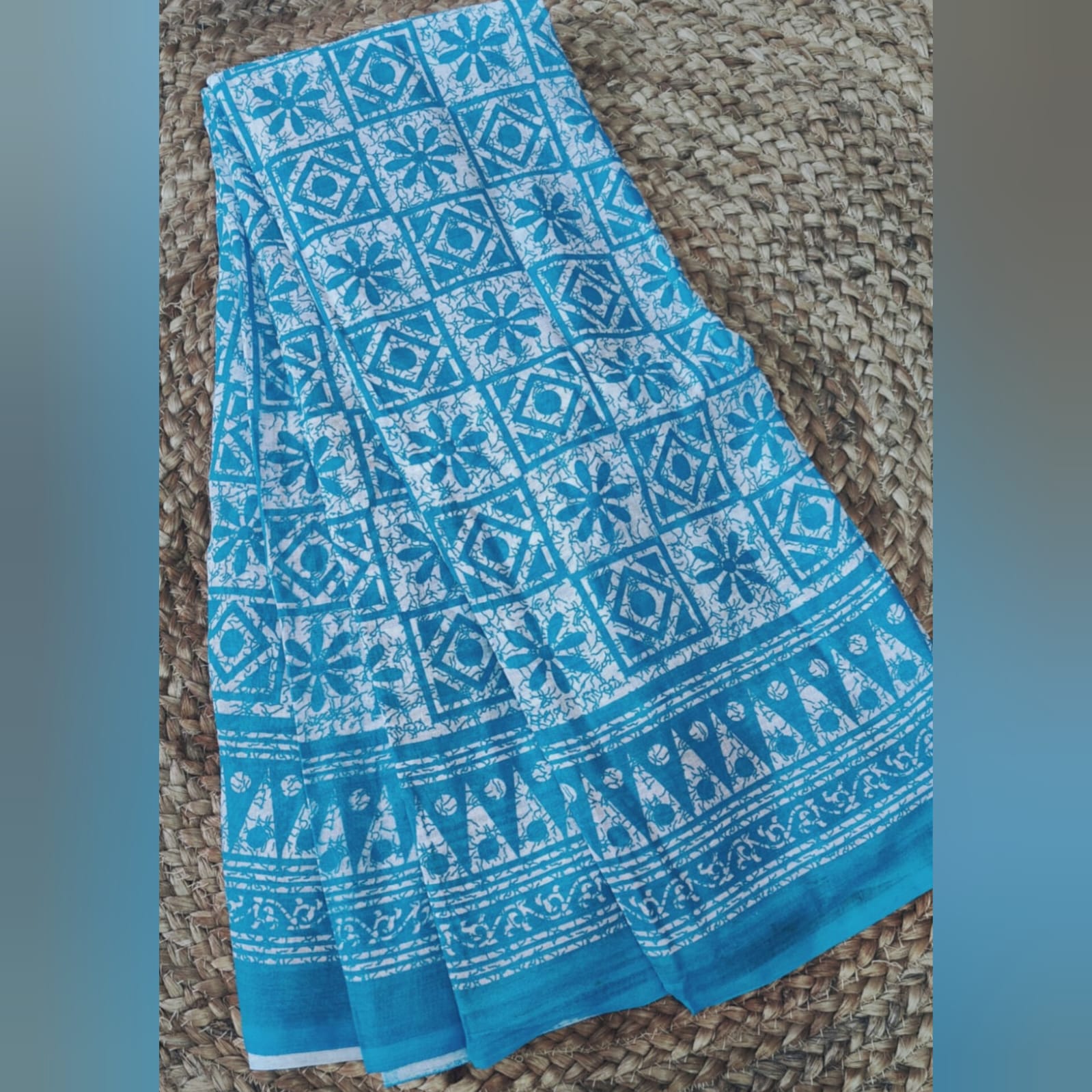 Saree0010- Dark Skyblue