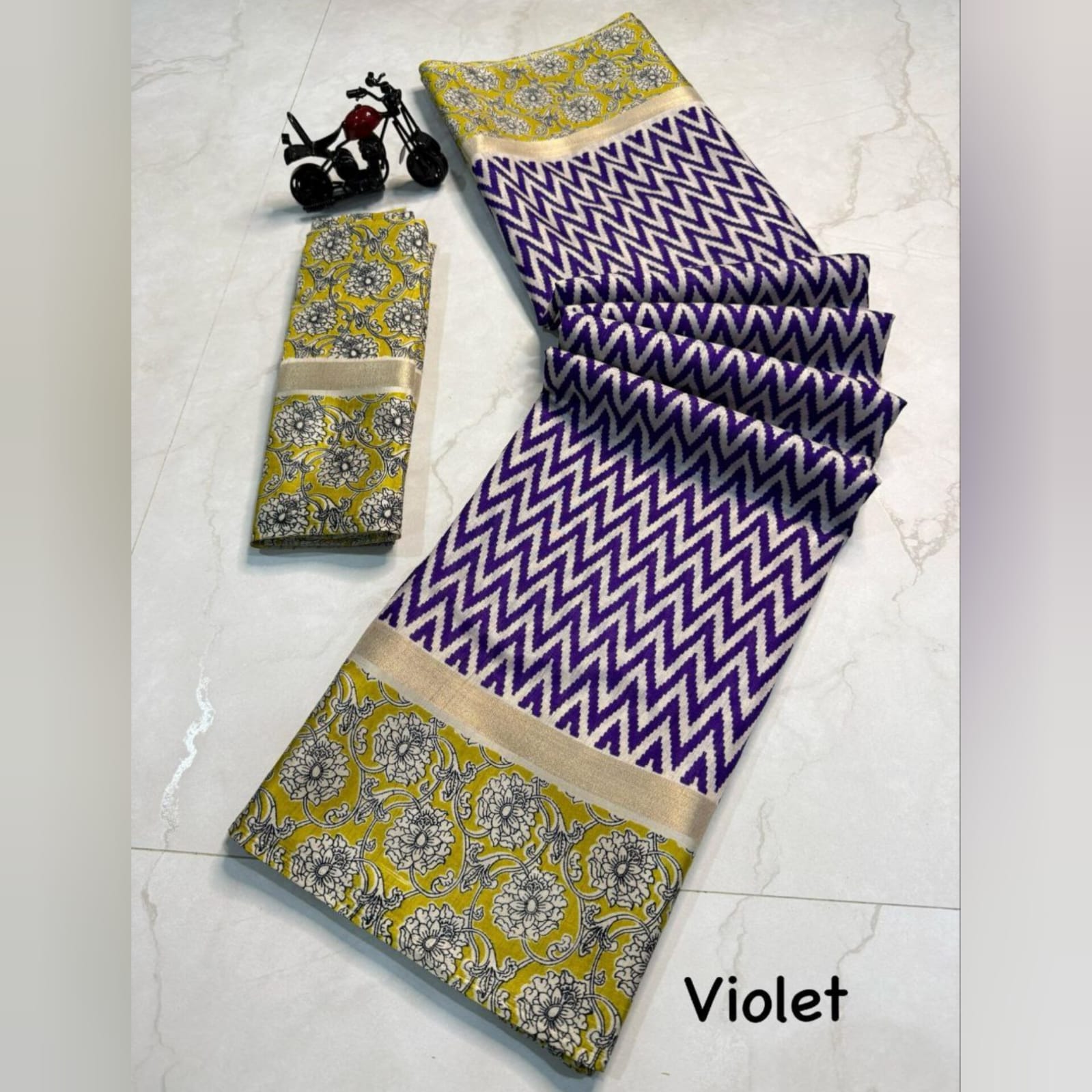 Saree0031-Purple with lime green