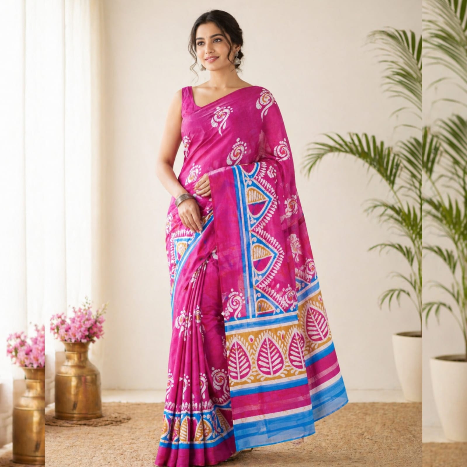 Saree0009-Magenta Pink