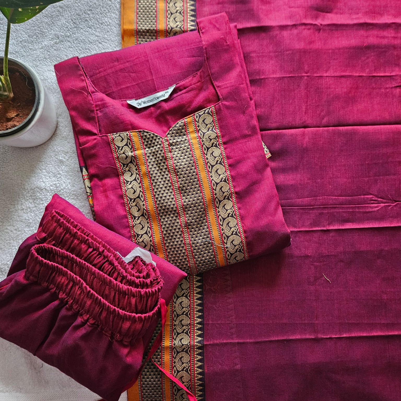 NPT0002-Narayanpet (Plum) - 3-piece set