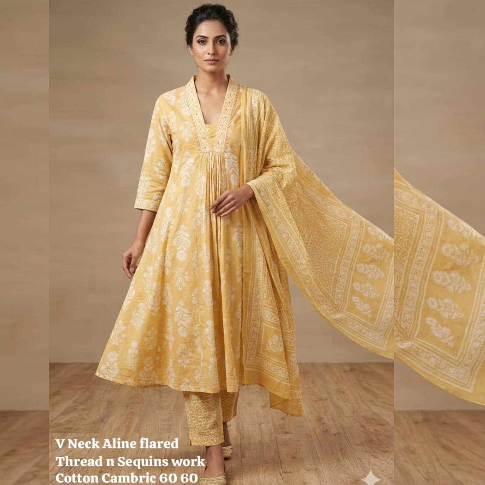 CC0001-Cambric cotton-Yellow (V-Neck)