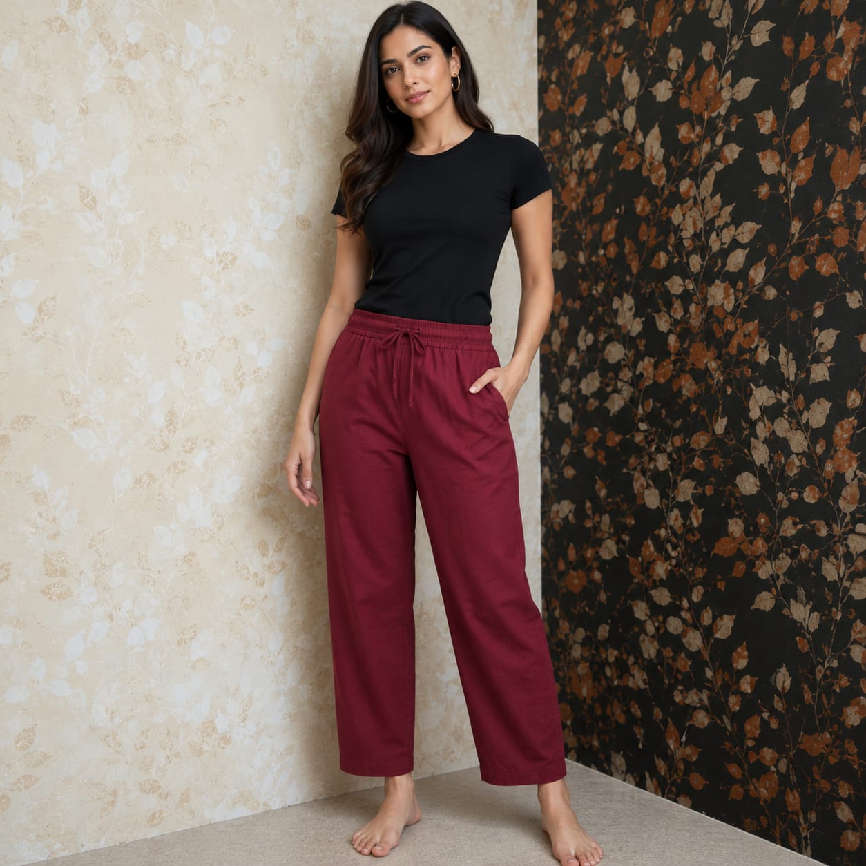 PT04-Straight cut pant -Maroon