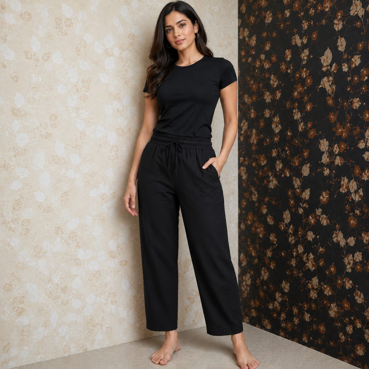 PT01-Straight cut pant -Black