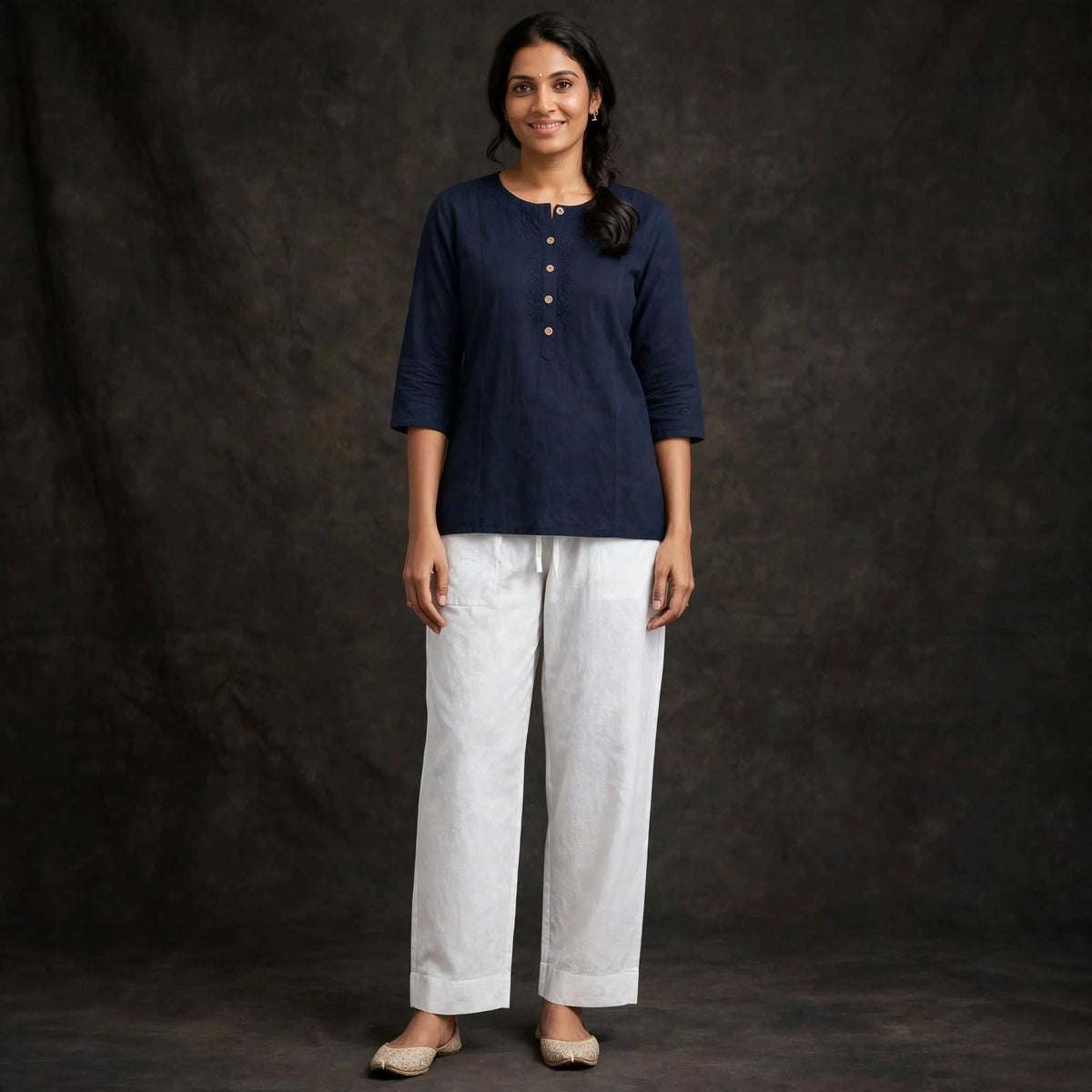 PT03-Straight cut pant -White