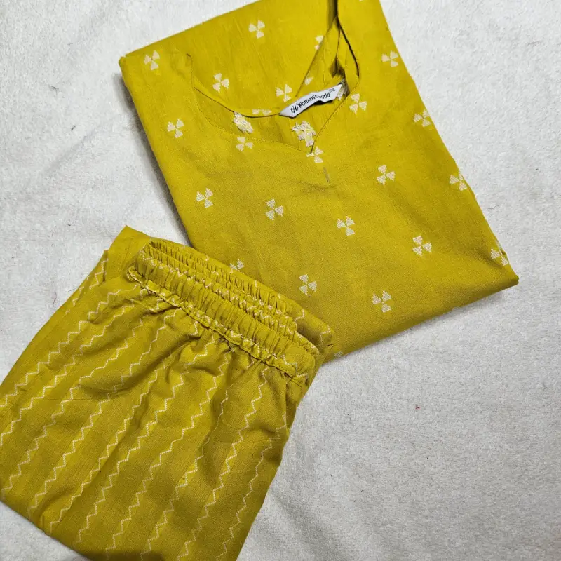 2-piece set – HC0044 (Yellow) - Handloom Cotton