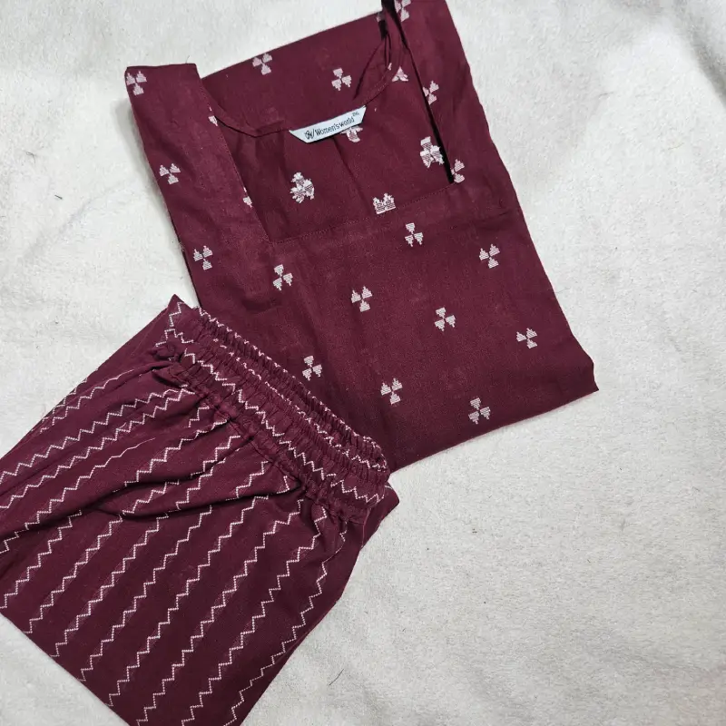 2-piece set – HC0043 (Merun) - Handloom Cotton