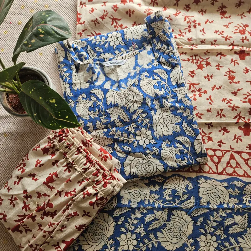 JC0031-Jaipuri cotton (Blue) - 3piece set