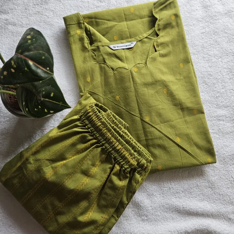 2-piece set – HC0040 (Lime Green ) - Handloom Cotton